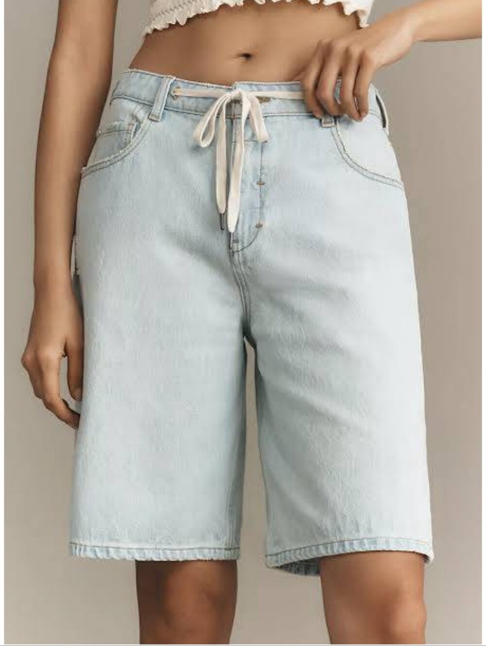 Pilcro Light Blue Denim Shorts with Drawstring  Size 4/27